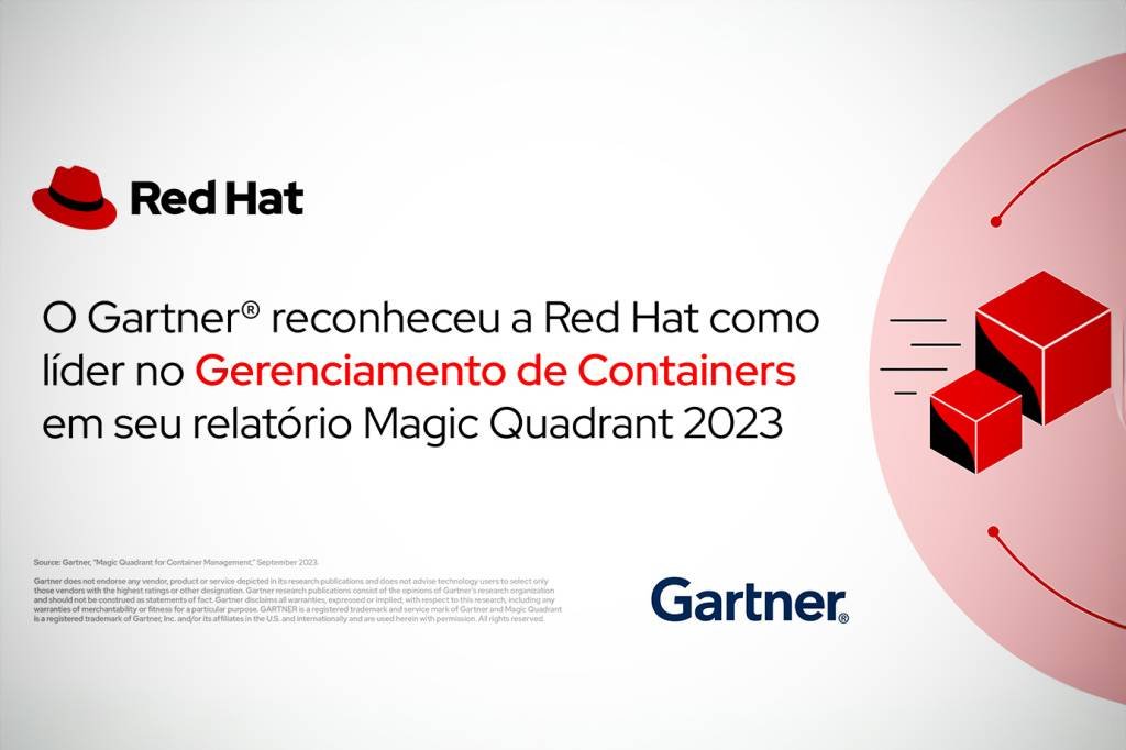 Red Hat é reconhecida como Líder no Magic Quadrant™ do Gartner® de 2023 para a gestão de contêineres