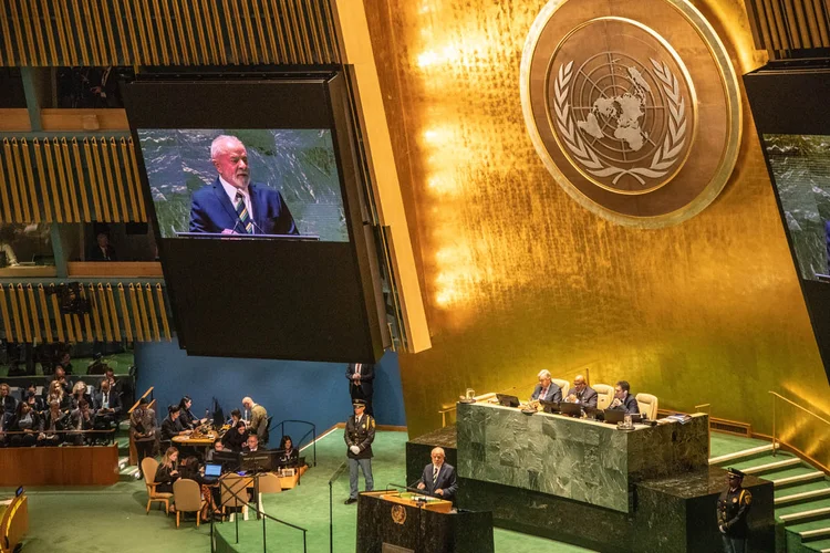 Presidente Luiz Inácio Lula da Silva em discurso na ONU (Leandro Fonseca/Exame)