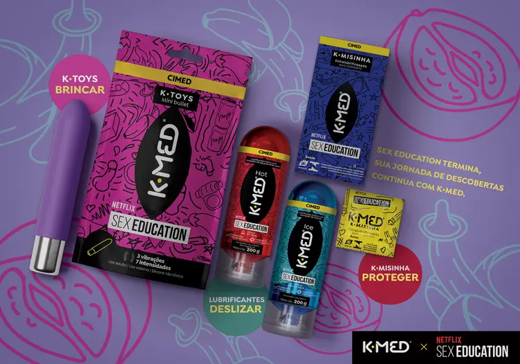 K-Med Sex Education: linha conta com lubrificante, sex toy e camisinha. (Divulgação/Divulgação)