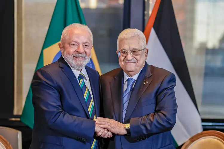 O presidente Lula, durante encontro com Mahmoud Abbas, presidente da Autoridade Palestina, em Nova York, em 19 de setembro (Ricardo Stuckert/Divulgação)