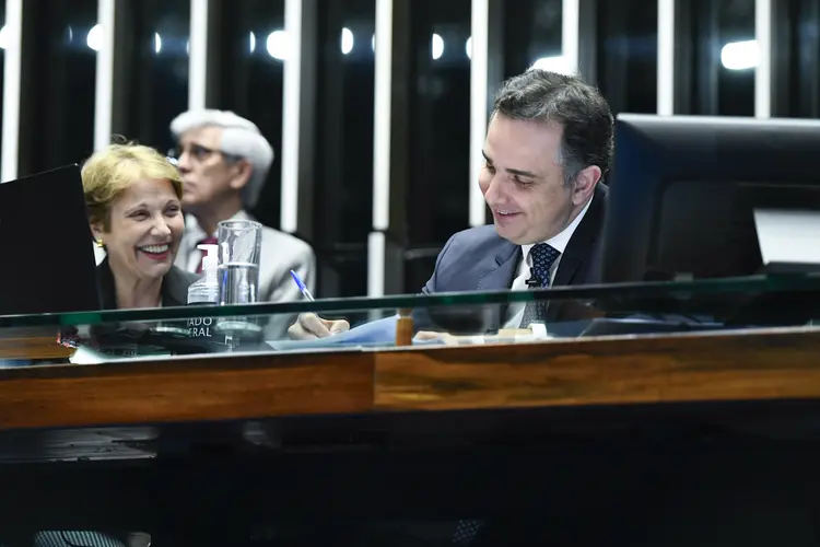 Plenário do Senado: senadora Tereza Cristina (PP-MS); presidente do Senado Federal, senador Rodrigo Pacheco (PSD-MG). (Roque de Sá/Agência Senado)