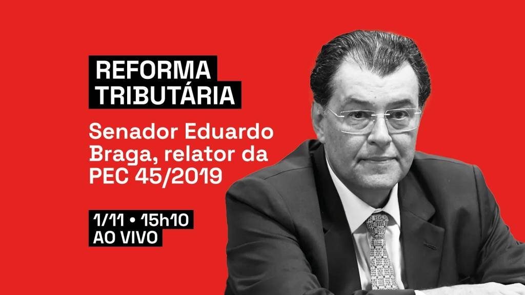 Senador Eduardo Braga, relator da reforma tributária, é entrevistado da EXAME nesta quarta-feira