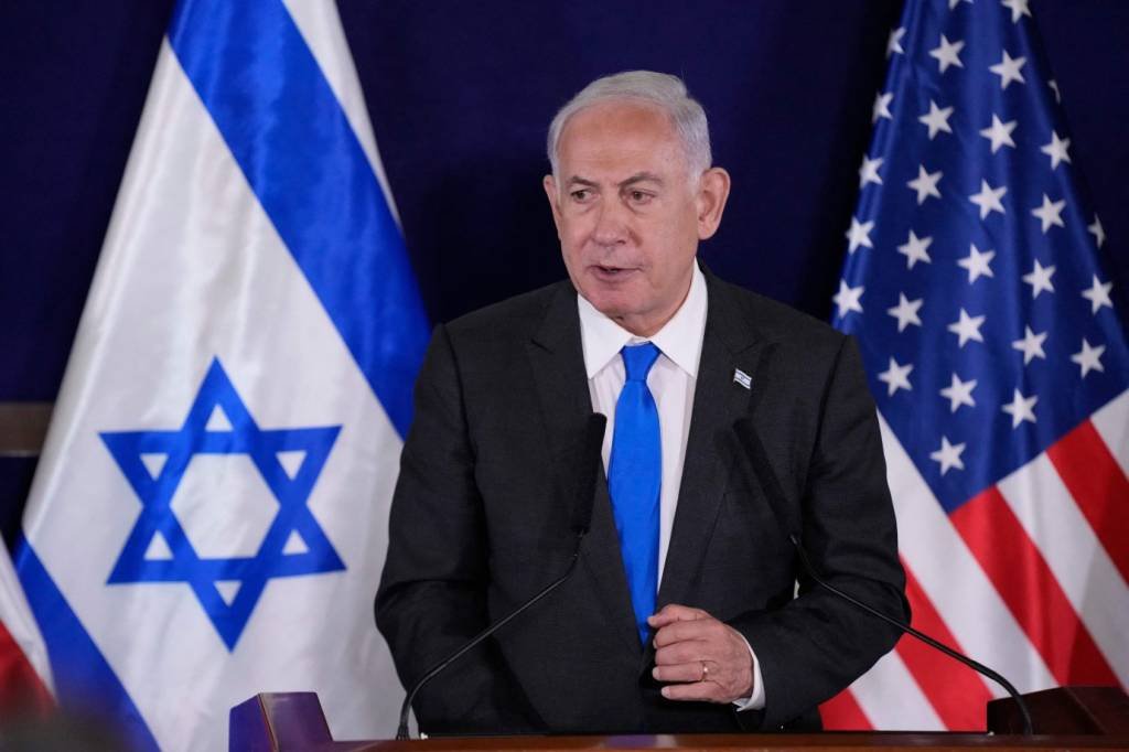 Benjamin Netanyahu: "Continuamos até o fim, até a vitória. Nada nos impedirá." (JACQUELYN MARTIN/POOL/AFP /Getty Images)