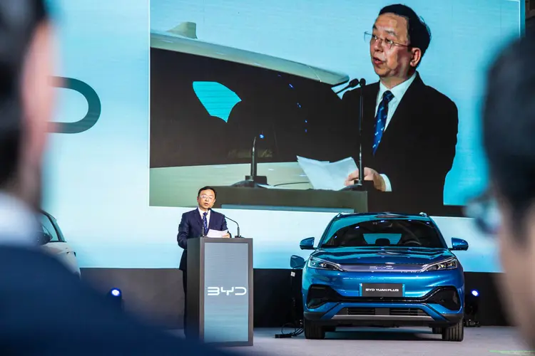 Wang Chuanfu, CEO Global da BYD: empresa já é líder de vendas na China (Leandro Fonseca/Exame)