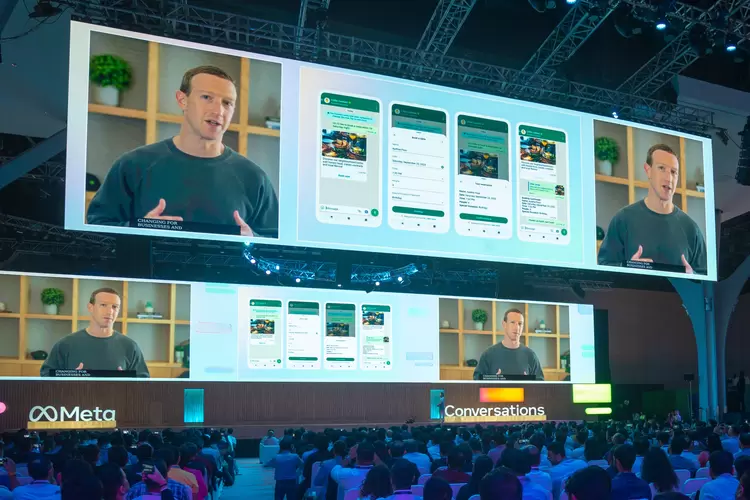 WhatsApp: Mark Zuckerberg anuncia novidades para o WhatsApp em evento em Mumbai (Meta/Divulgação)