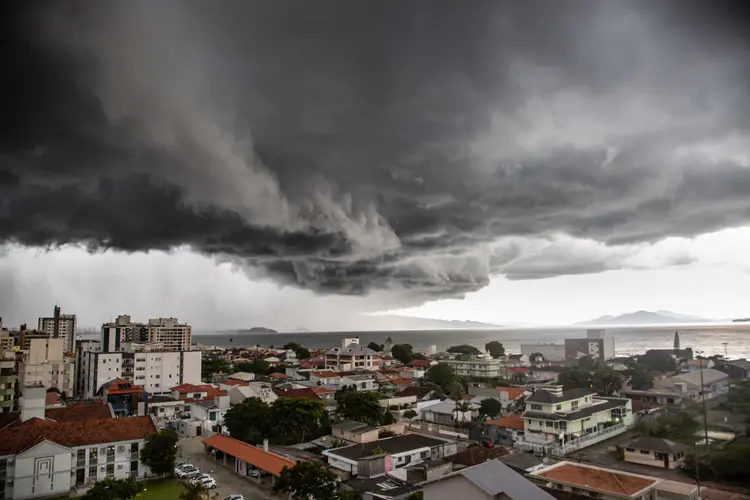Storm with big and dark clouds in Florianopolis.