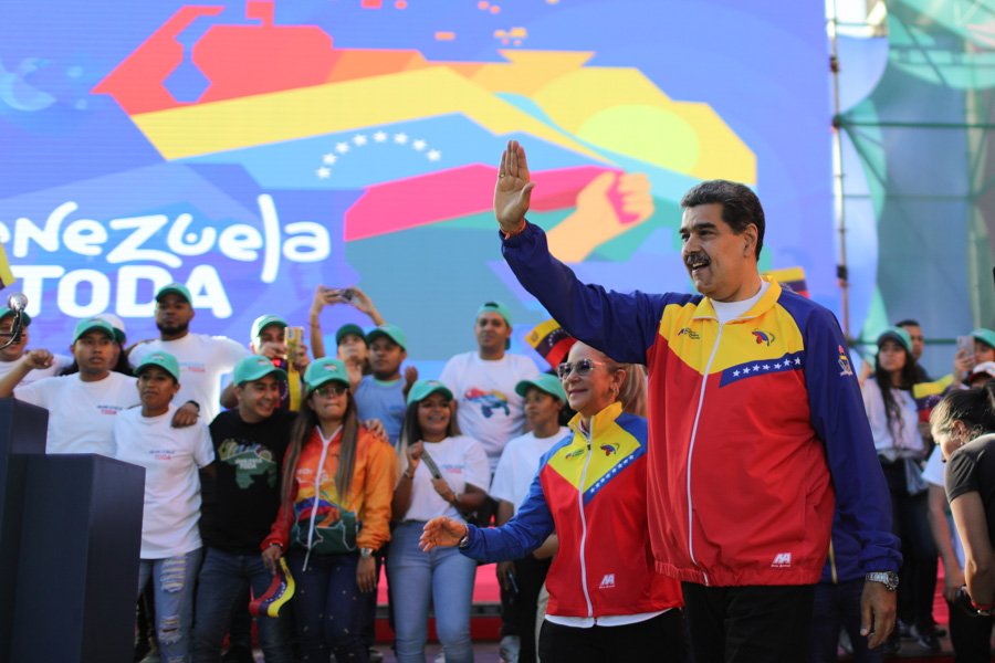 Nicolás Maduro, presidente da Venezuela, em ato da campanha "Venezuela Toda" que defende anexar território vizinho (Presidência da Venezuela/Divulgação)