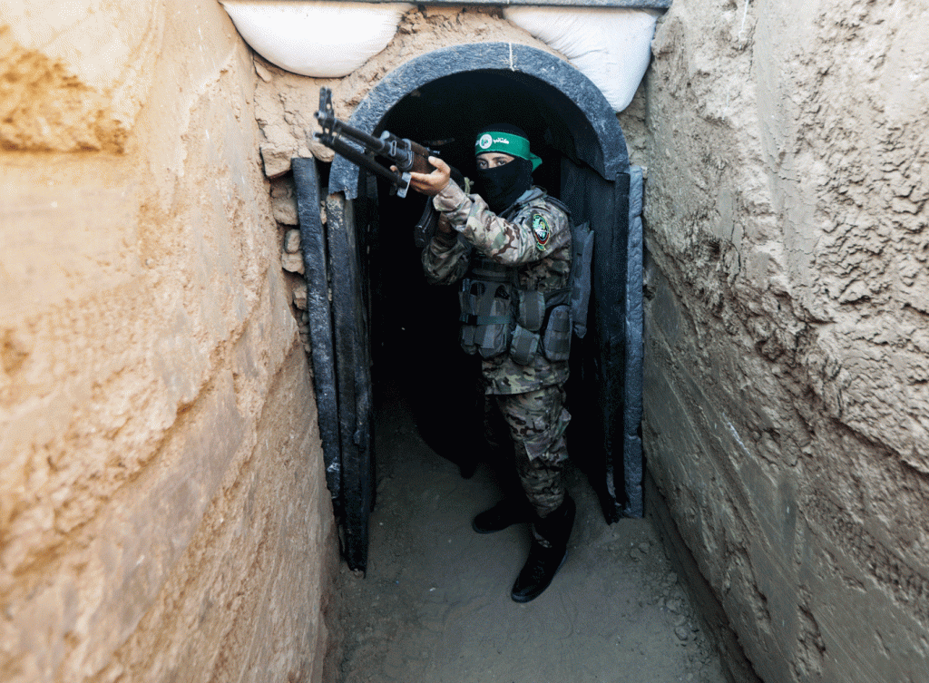 Gaza: túneis são usados pelo Hamas para transportar os seus militantes de um lugar para outro e para armazenar armas. (	SOPA Images /Getty Images)