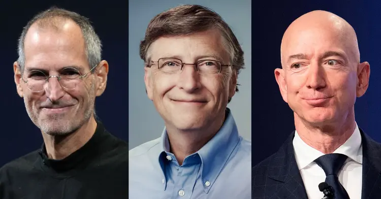 Steve Jobs, Bill Gates e Jeff Bezos (Interbrand/Reprodução)