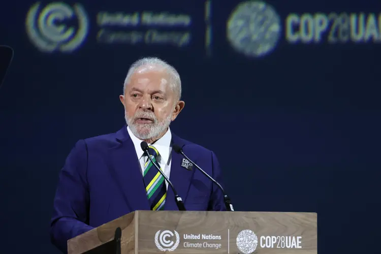 O presidente Lula, ao discursar na COP28 (Chris Jackson/Getty Images)
