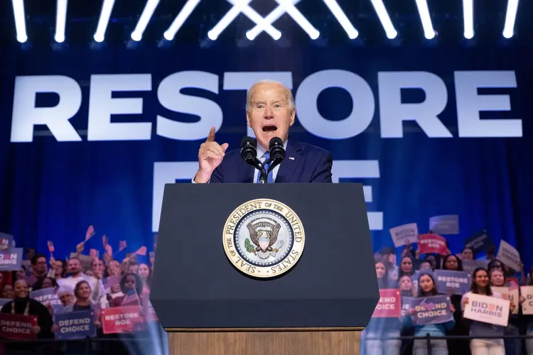 Joe Biden, presidente dos EUA, em ato a favor do direito ao aborto (Saul Loeb/AFP)