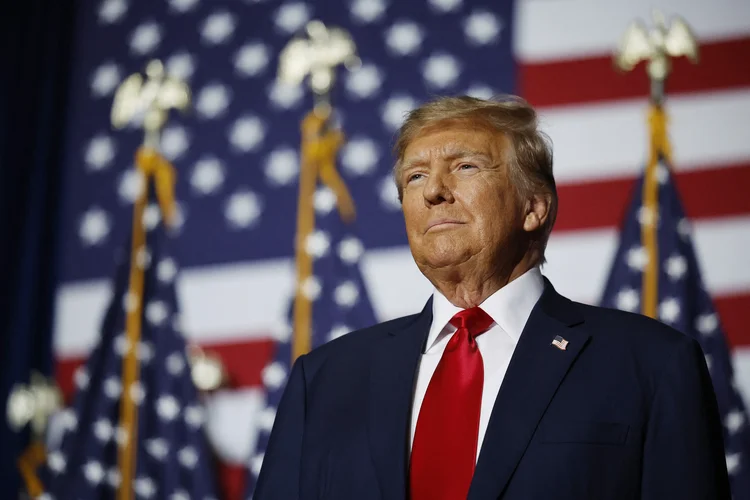 Donald Trump, ex-presidente dos EUA, durante evento em Des Moines, Iowa (Chip Somodevilla/AFP)