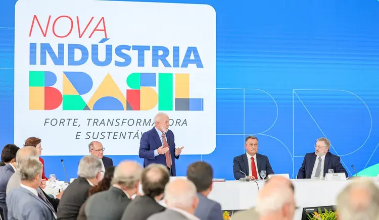 O presidente Lula apresenta a nova política industrial do governo em Brasília na segunda-feira, 22 (Ricardo Stuckert/Divulgação)
