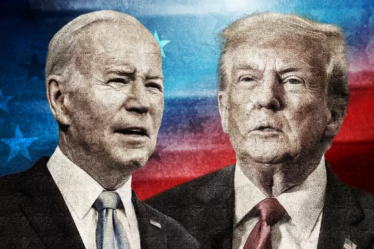 Joe Biden e Donald Trump, principais competidores das eleições presidenciais de 2024 (Anna Moneymaker/Scott Olson/Getty Images)