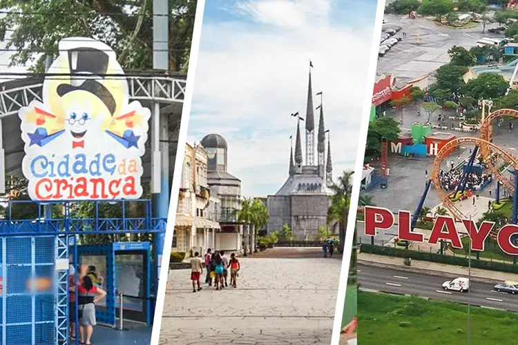 Cidade da Criança, Terra Encantada e Playcenter: três dos parques temáticos mais lembrados pelos brasileiros (Google Street View/Facebook/Reprodução)