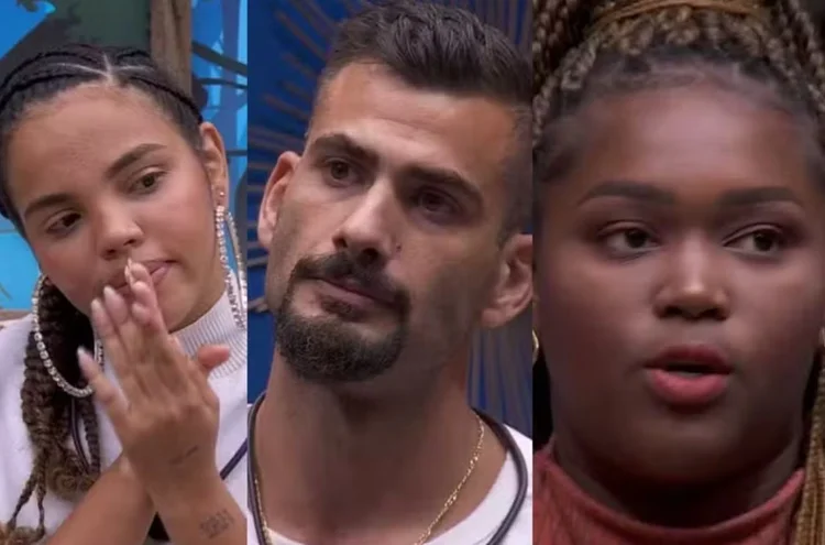 Pitel, Nizam e Raquele no quarto Paredão do BBB 24 (Globo / Gshow/Reprodução)