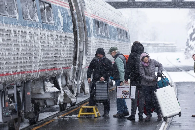 Tempestade de neve em Hudson, em Nova York (EUA) (Angus Mordant/Getty Images)