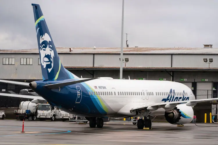 Avião 737 Max da Alaska Airlines: parte de aeronave explodiu na sexta-feira ( David Ryder/Bloomberg via /Getty Images)