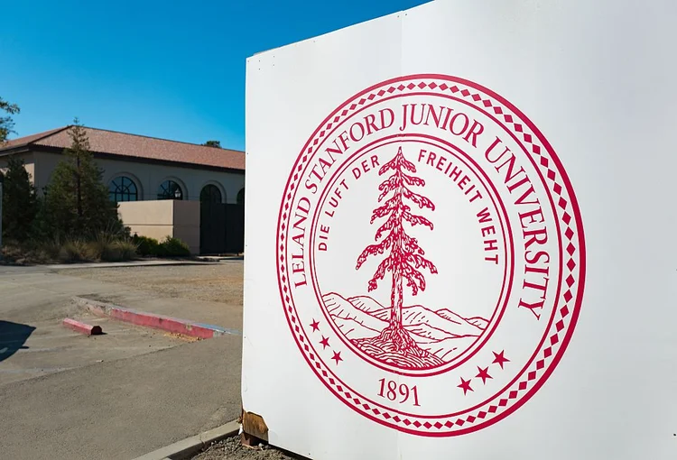 Logo printed on a fence blocking off a construction site on the campus of Stanford University in the Silicon Valley town of Palo Alto, California, August 25, 2016. (Photo via Smith Collection/Gado/Getty Images). (Smith Collection/Getty Images)