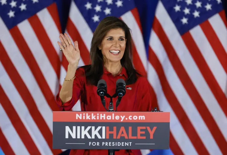 A candidata nas primárias republicanas Nikki Haley (Joe Raedle/AFP)