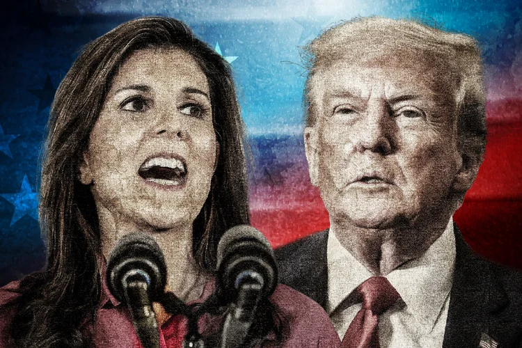 Pesquisa do "Washington Post" e da Universidade Monmouth publicada na quinta-feira mostrou que Trump supera Haley por 58% a 32% nas intenções de voto (Win Mcnamee/Scott Olson/AFP)