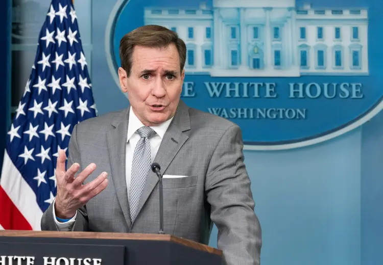 O porta-voz do Conselho de Segurança Nacional, John Kirby, participa de entrevista coletiva na Casa Branca (AFP/AFP)