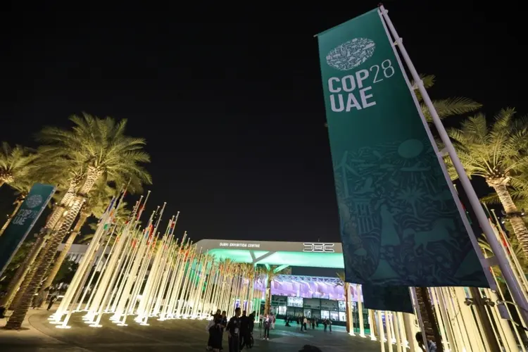 Expo City em Dubai, onde foi realizada a COP28 da ONU, em 12 de dezembro de 2023 (Reprodução/AFP Photo)