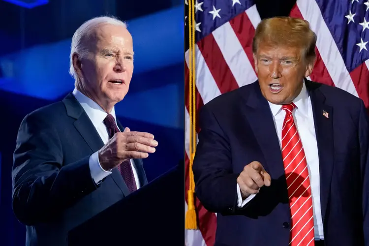 Joe Biden e Donald Trump, principais candidatos na disputa presidencial dos EUA em 2024 (AFP)