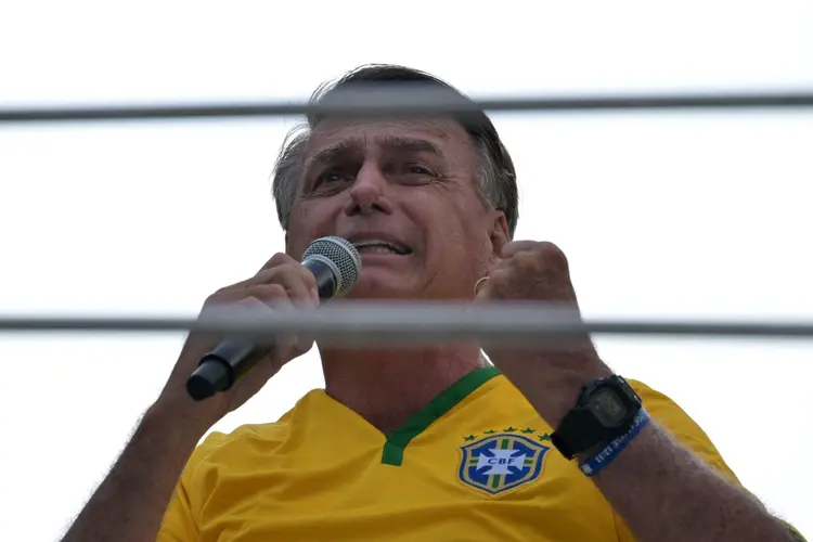 Tempus Veritatis: Bolsonaro convocou o ato em São Paulo depois de ter sido um dos alvos da operação da PF (Nelson Almeida/AFP Photo)