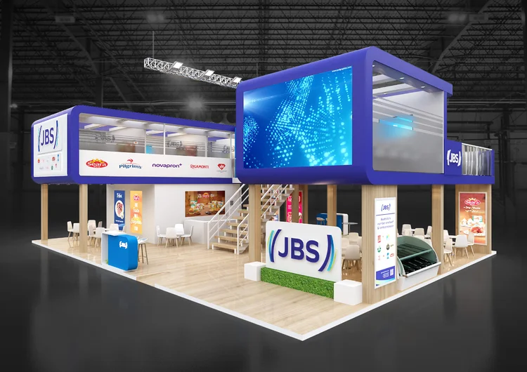 Gulfood: na feira, que acontece em Dubai, JBS tem um estande de 290 m² para apresentar novidades do seu portfólio (JBS/Divulgação)