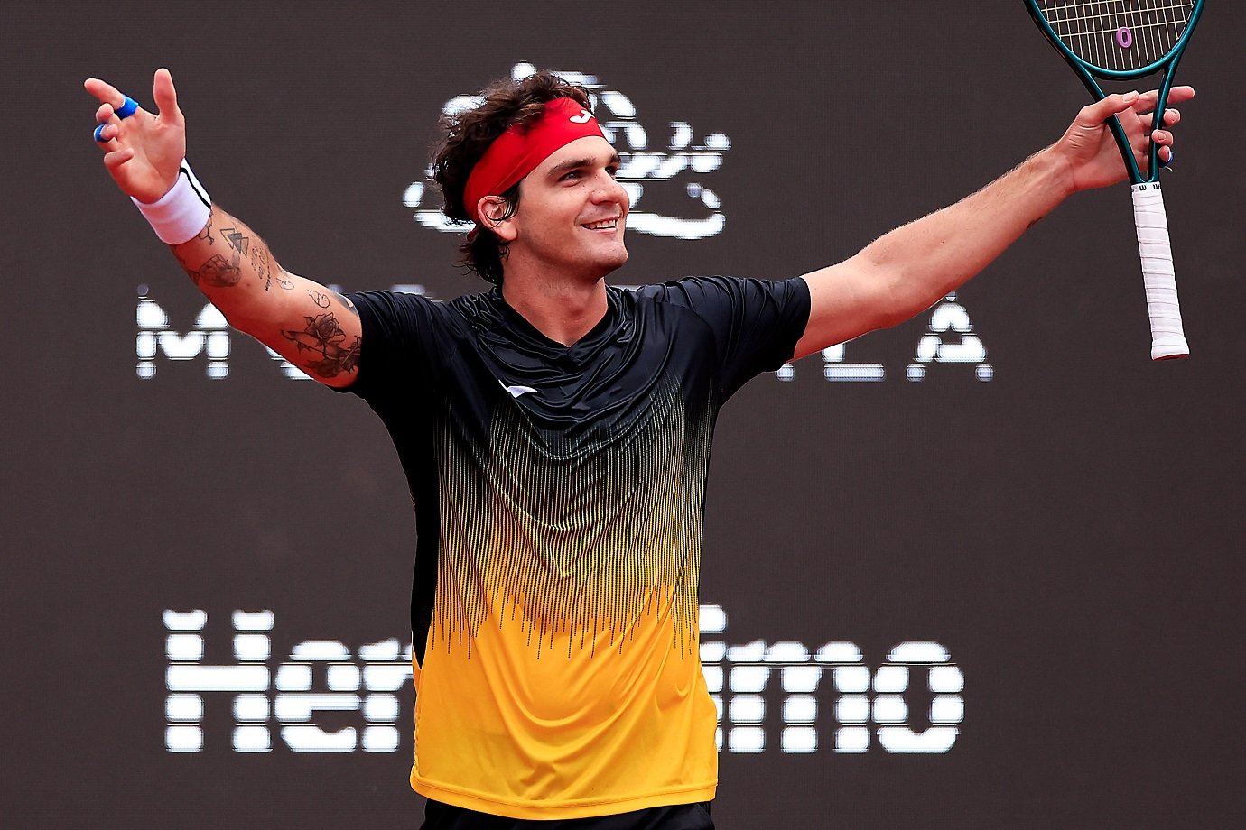 RIO DE JANEIRO, BRAZIL - FEBRUARY 22: Thiago Seyboth Wild of Brazil celebrates the victory against Jaume Munar of Spain during day four of ATP 500 Rio Open presented by Claro at Jockey Club Brasileiro on February 22, 2024 in Rio de Janeiro, Brazil. (Photo by Buda Mendes/Getty Images)