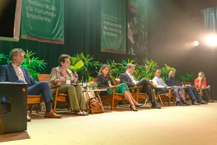 Painel Fomentando o financiamento e a colaboração para a restauração da natureza brasileira (André Cherri/WRI Brasil/Reprodução)