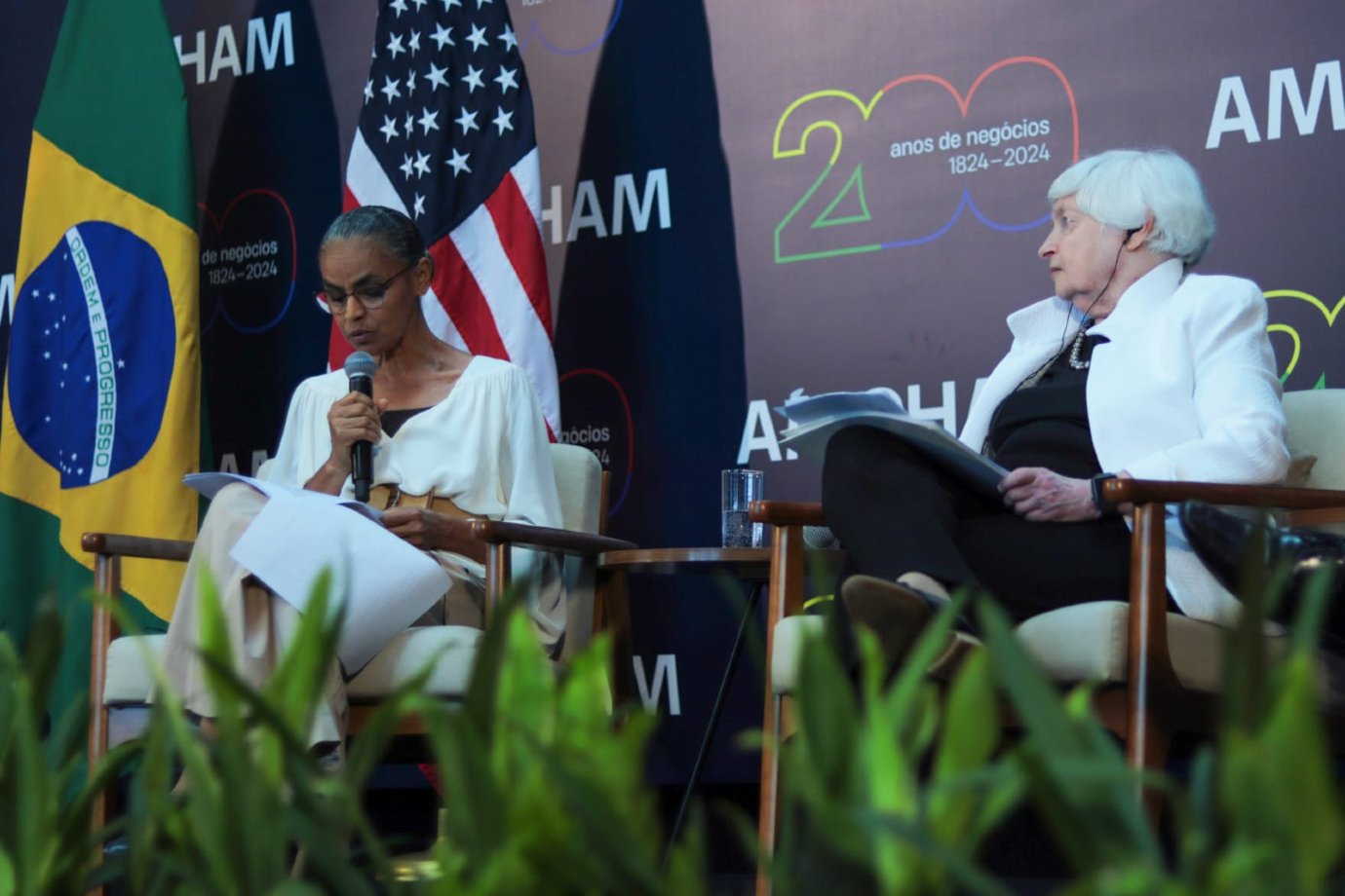 Marina Silva reitera meta de zerar desmatamento até 2030 em encontro com Yellen