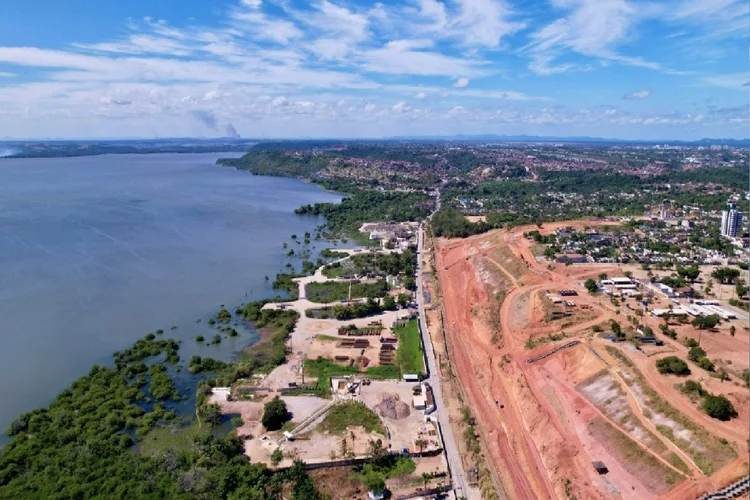 Vista aérea do bairro Mutange em Maceió, Alagoas, em 1º de dezembro de 2023 (Richard Carter e Charlotte Van Ouwerkerk/AFP Photo)