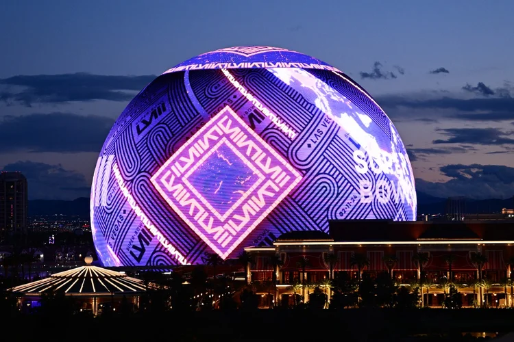 Arena Sphere, onde ocorreu o Super Bowl 2024 (Patrick T. Fallon/AFP via Getty Images)