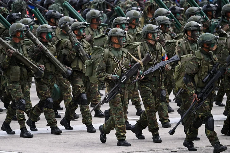 Venezuela: exercito venezuelano na fronteira com a Guiana (Federico Parra/Getty Images)