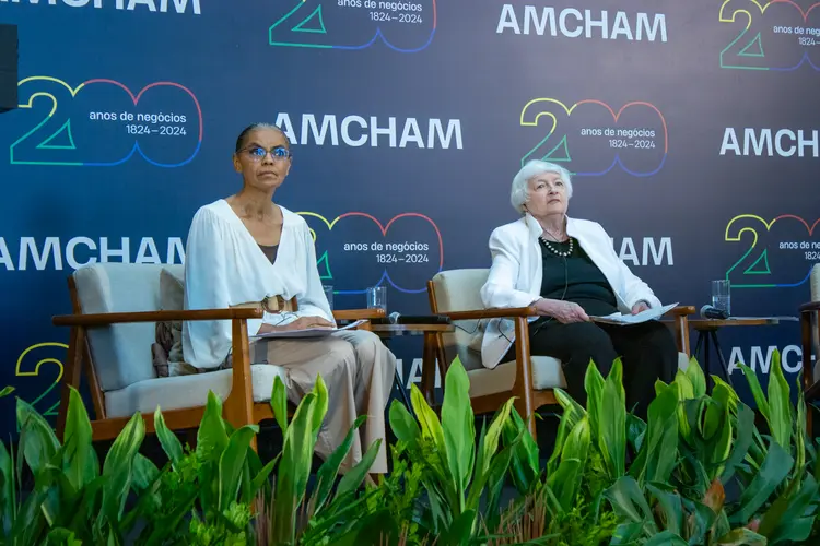 Marina Silva e Janet Yellen: encontro em São Paulo promoveu o debate entre duas visões progressistas de desenvolvimento econômico (Rodrigo Caetano/Exame)