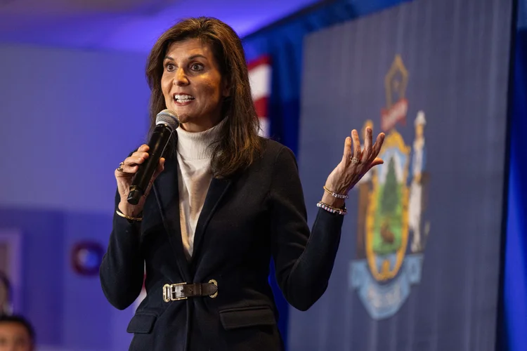 Nikki Haley, ex-governadora da Carolina do Sul em Portland, no Maine, Estados Unidos, em 3 de março de 2024 (Scott Eisen/Getty Images)