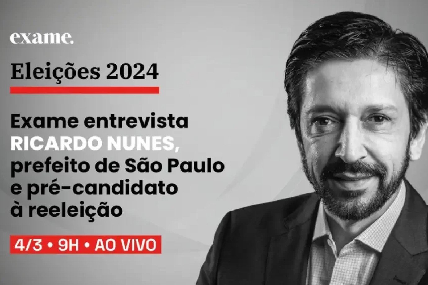 Eleições 2024: Ricardo Nunes, prefeito de SP e pré-candidato, é entrevistado da Exame nesta segunda