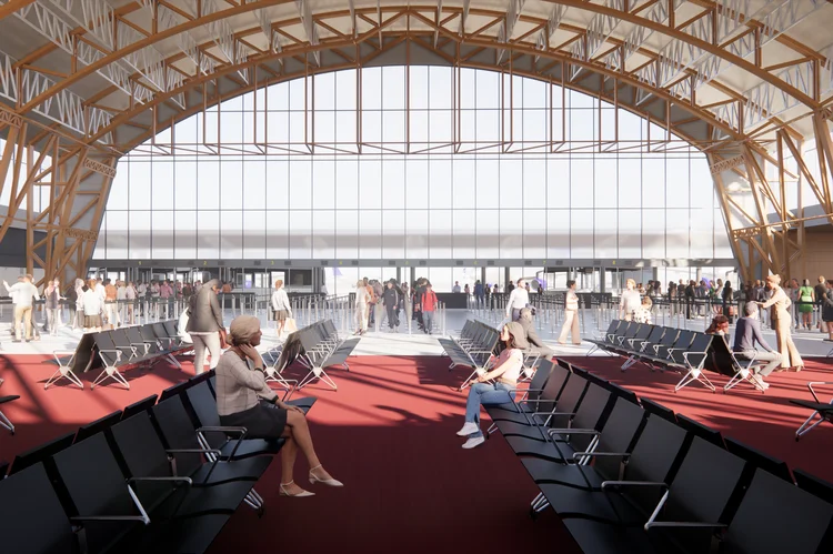 Aeroporto de Congonhas: projeção de como deve ficar o terminal após as obras, previstas para conclusão em 2028 (Aena/Divulgação)