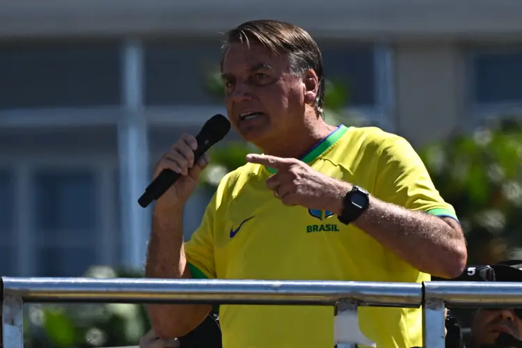 Jair Bolsonaro: ex-presidente participou neste sábado abertura da Conferência de Ação Política Conservadora ( Mauro Pimentel/AFP)