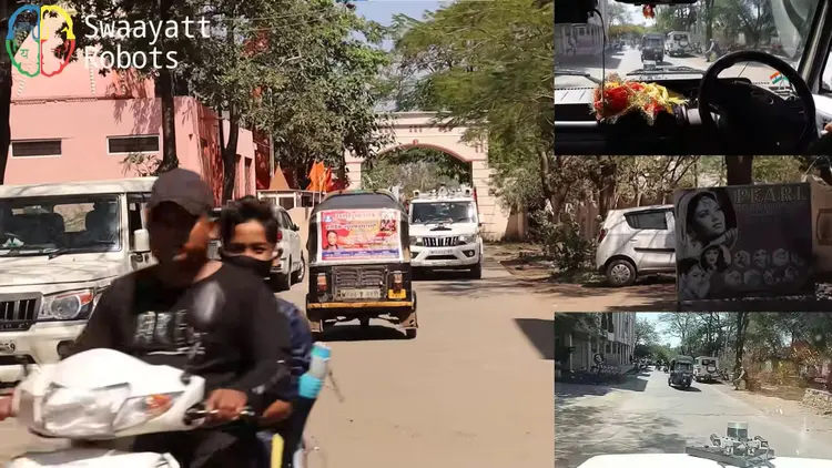 Piloto automático na Índia: momentos antes de SUV autônomo desviar do carro preto (Captura de tela/Reprodução)
