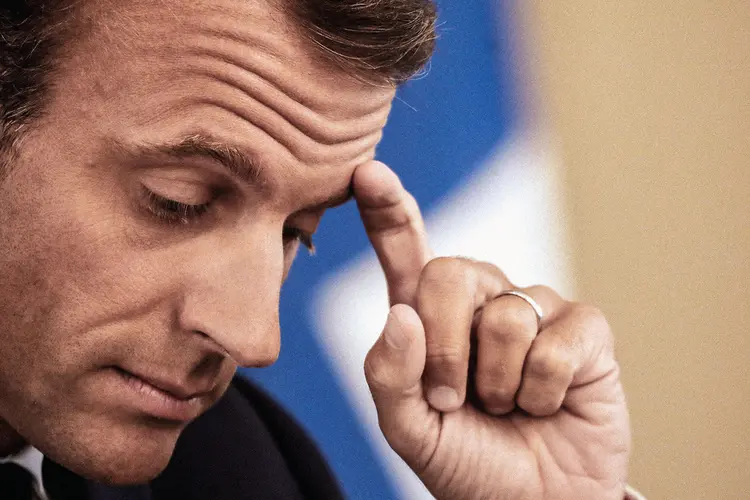 Emmanuel Macron: o presidente francês aposta no sucesso dos Jogos para se recuperar de recordes negativos de popularidade (Ludovic Marin/AFP/Getty Images)