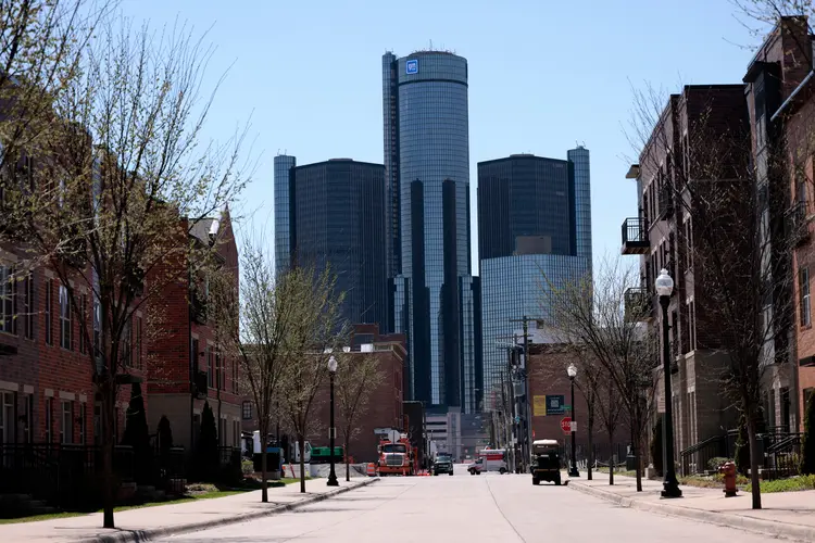 A GM confirmou na semana passada que permaneceria no centro de Detroit (	Bloomberg / Colaborador/Bloomberg)