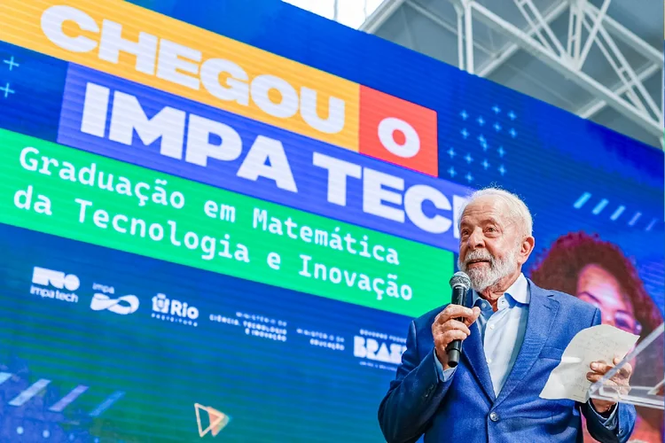 Presidente da República, Luiz Inácio Lula da Silva, durante Cerimônia de inauguração do IMPA Tech e início das aulas da 1ª turma de Bacharelado em Matemática da Tecnologia e Inovação, no IMPA Tech (Ricardo Stuckert/PR/Divulgação)