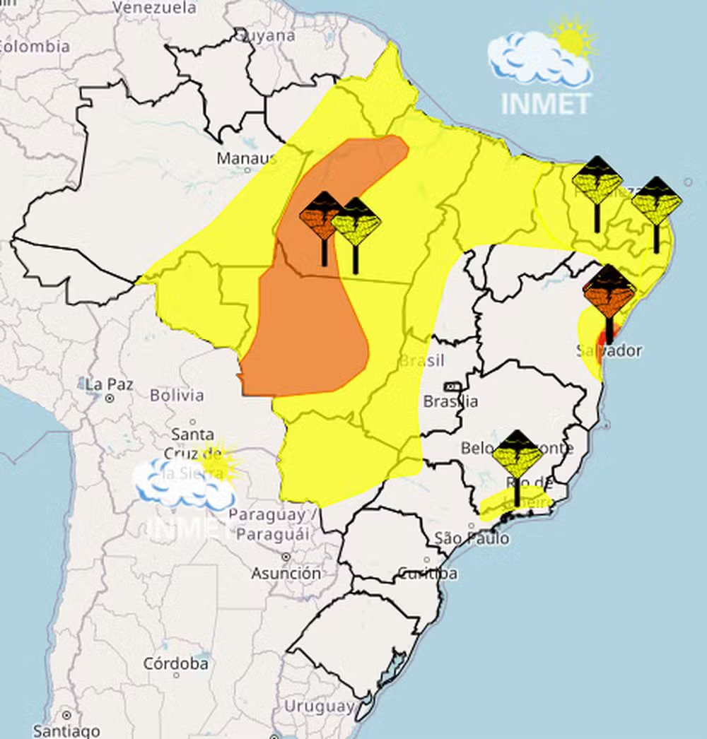 Previsão do tempo para esta quarta-feira em todo o Brasil