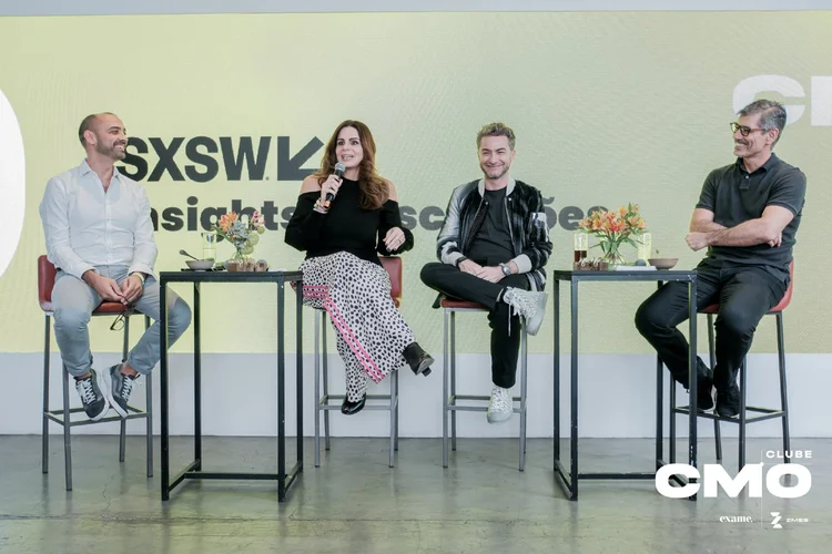 Frederico Battaglia, CMO da Stellantis, Ana Laura Sivieri, CMO da Braskem, Marcelo Tripoli, CEO da Zmes, e Leonardo Queiroz, CMO da Cogna (Eduardo Frazão)