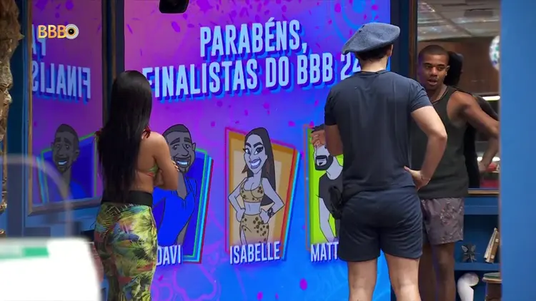 BBB 24: Os finalistas ao prêmio, que chega a quase R$ 3 milhões, já estão definidos: Davi, Isabelle e Matteus (Reprodução/Globo)