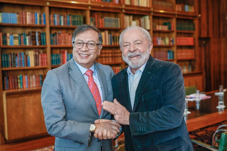 Presidente da República, Luiz Inácio Lula da Silva, durante reunião com o Presidente da República da Colômbia, Gustavo Petro. (Ricardo Stuckert / PR/ Flickr/Divulgação)