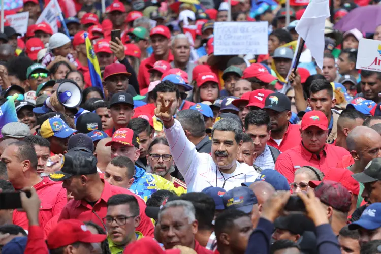 1º de maio: marcha do Dia Internacional dos Trabalhadores na Venezuela (Marcelo Garcia/Venezuelan Presidency/AFP)